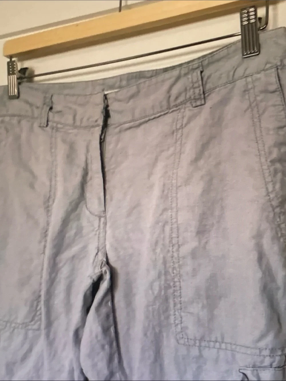 Eileen Fisher Light Gray Cropped Cargo Pants